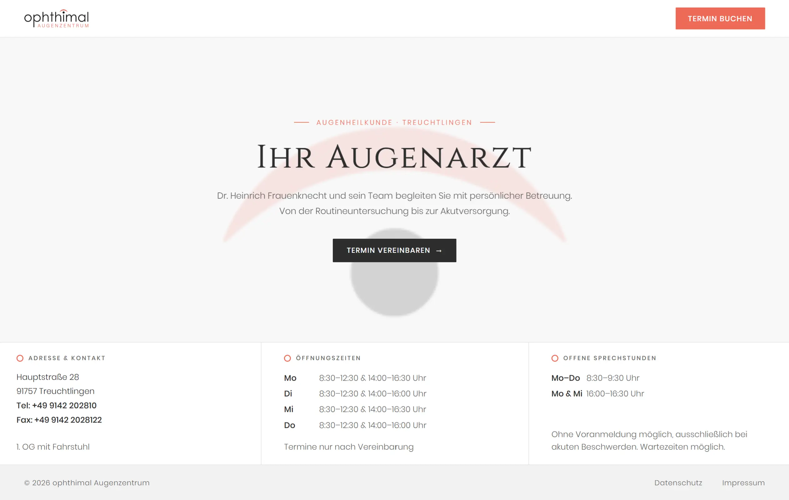 Ophthimal Augenzentrum – Website Referenz